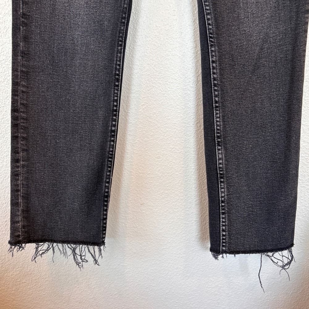 Gap Vintage Slim Sky High Jeans Womens 28 6R Washed Black Raw Hem Stretch Denim - Picture 6 of 11